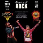 Giants of Rock event poster featuring The Guns N' Roses Experience and Pure Jovi