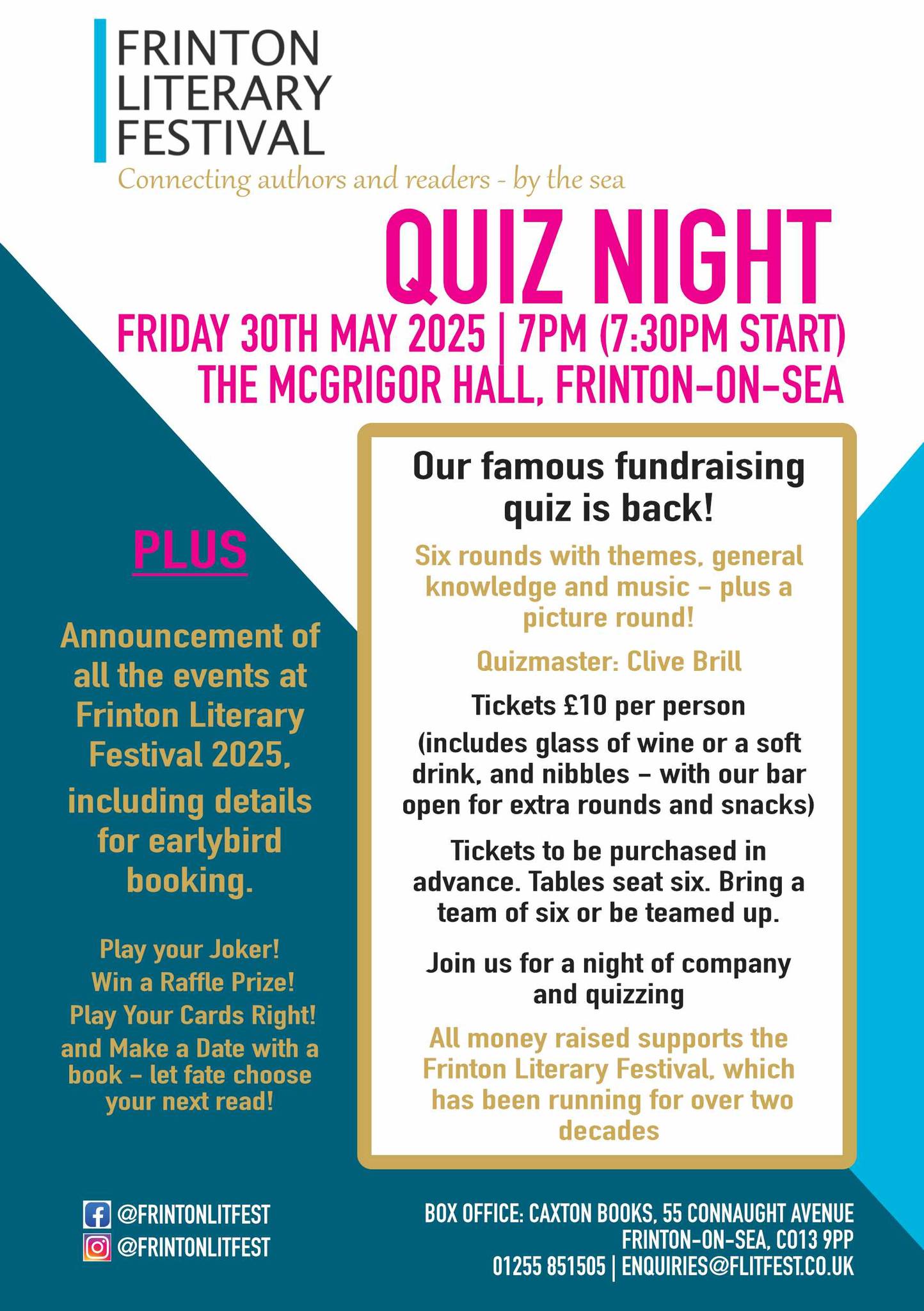 π§ Frinton Literary Festival Quiz Night β The McGrigor Hall, Frinton-on-Sea 1 π§ Frinton Literary Festival Quiz Night β The McGrigor Hall, Frinton-on-Sea