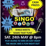 Singo Music Bingo Poster – Frinton Community Centre Event with cash prizes and music