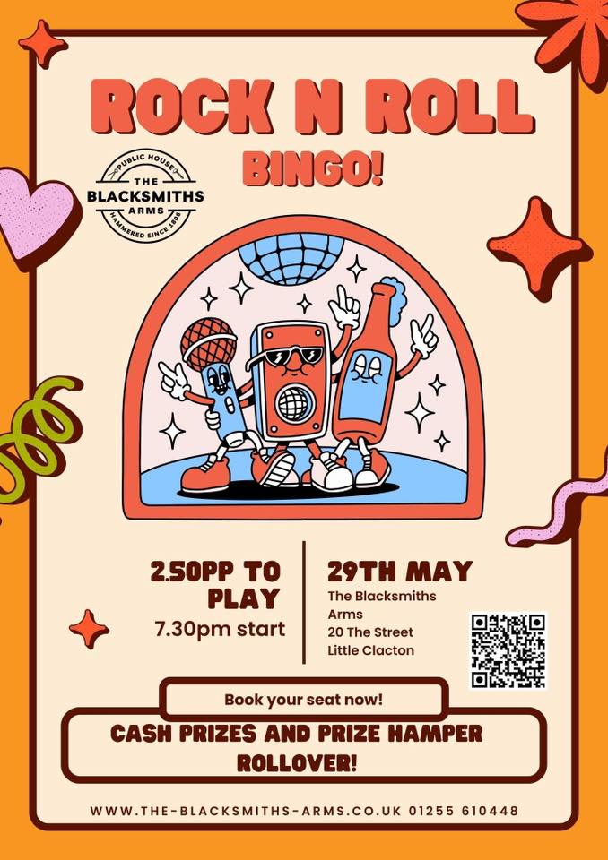 🎸 Rock N Roll Bingo – The Blacksmiths Arms, Little Clacton