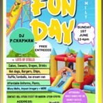 Bouncy castle and children at Parkeston Family Fun Day poster