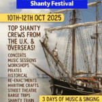 Harwich International Shanty Festival 2025 poster with sea shanty singers and maritime visuals