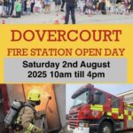 Dovercourt Fire Station Open Day poster with event details for 2nd August 2025