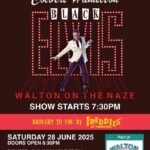 Promotional poster for Black Elvis (Colbert Hamilton) performing live at The Royal Albion, featuring retro-style Elvis typography, artist photo, and ticket booking info.