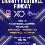 Every Mind Matters Charity Football Funday Poster with logos of Mind, British Heart Foundation, and event details including time and location.