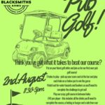 Pub Golf poster for The Blacksmiths Arms event in Little Clacton – 2nd August 2025