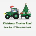 Poster for the Christmas Tractor Run 2025 featuring festive tractors.